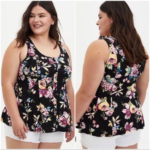 Torrid Super Soft Black Floral Button Front Tank